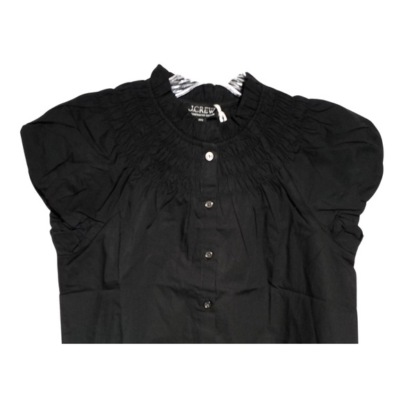 J.Crew Top | XXS | Black Smocked Neck Cotton Blouse NWT - Picture 2 of 7